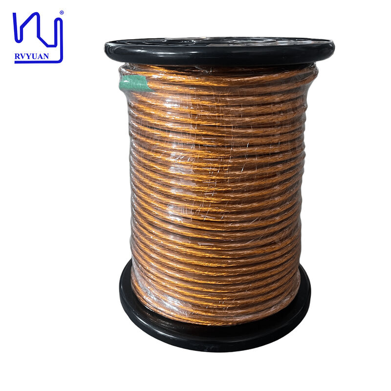 Taped Litz Wire 3000/38 AWG Max.O.D.8.23mm High Voltage Withstand Kapton Serving Litz Wire For Transformer 